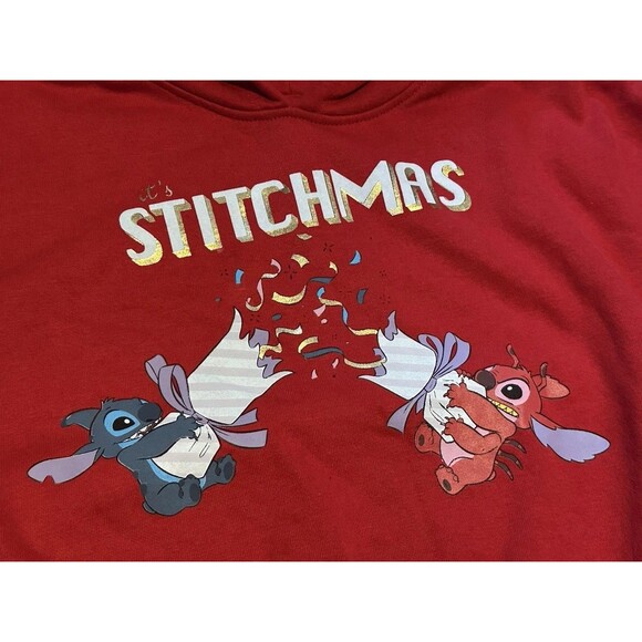 Disney Stitchmas Hoodie Girls 8-9 Years Red Lilo & Stitch Christmas Primark - Picture 4 of 6